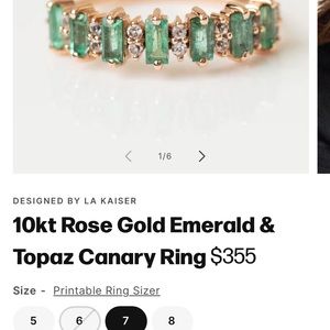 10k Rose Gold Emerald & White Topaz ring